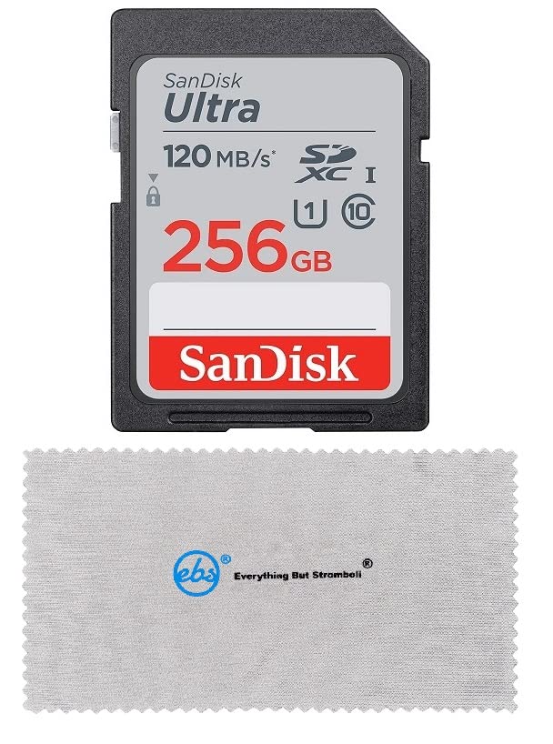 [Australia - AusPower] - SanDisk SD Ultra Memory Card Works with Canon EOS M200, M100, M50, M5, M6 Mirrorless Camera (SDSDUN4-256G-GN6IN) Bundle with (1) Everything But Stromboli Micro Fiber Cloth (Class 10 256GB) Class 10 256GB 