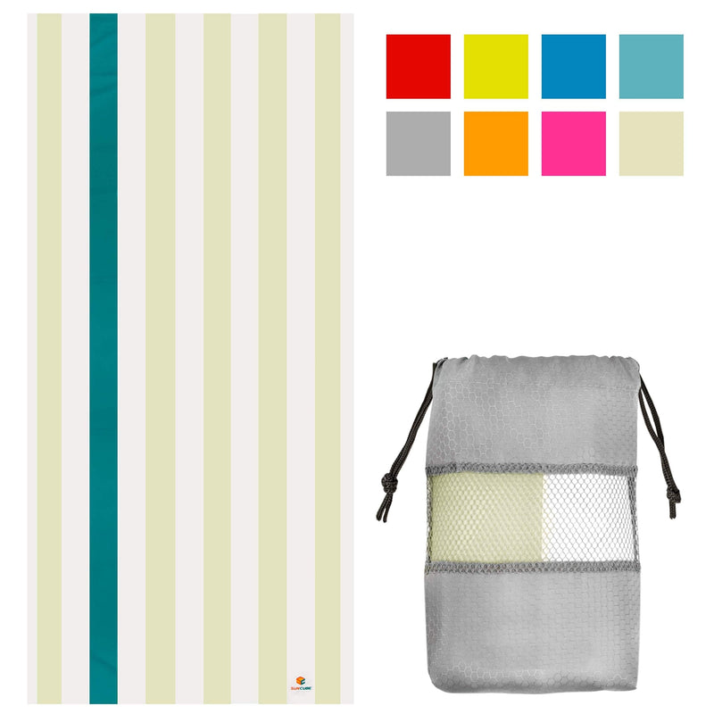 [Australia - AusPower] - SUN CUBE Microfiber Beach Towel | Sand Free Towel, Lightweight, Quick Dry, Compact Swim Towel for Adults | Packable Easy to Carry Towel for Beach, Pool, Camping, Travel Beige Standard - 60 x 30" 