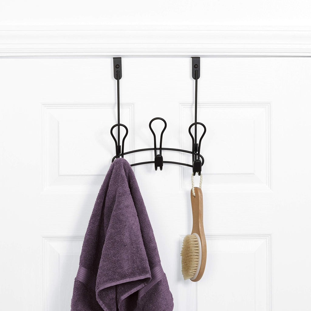 [Australia - AusPower] - Zenna Home SnugFit Hook Rack Over the Door Organizer, Oil Rubbed Bronze (E257HB) 3 Double Hooks 