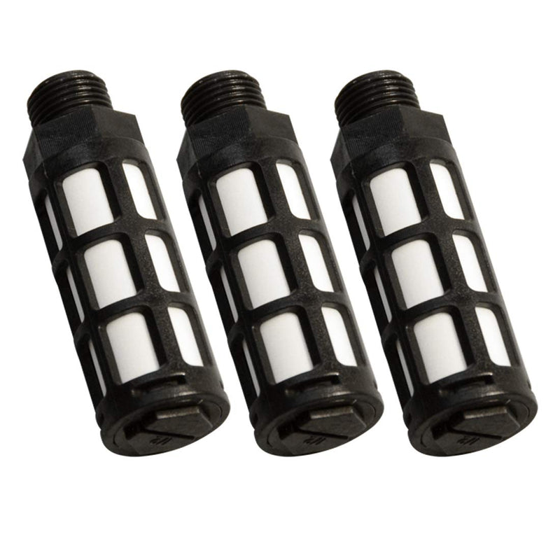 [Australia - AusPower] - Quickun Plastic Exhaust Air Silencer, 1/2" Air Line Pneumatic Muffler Black Air Compressor Fitting (Pack of 3) 1/2" Male (3Pcs) 