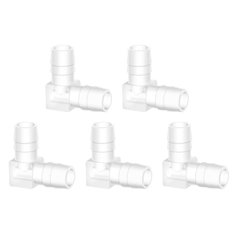 [Australia - AusPower] - Quickun 1/2" Hose Barb 90 Degree Elbow L Fitting, Plastic 2 Way Equal Barbed Joint Splicer Mender Union Adapter Hose Fitting ( Pack of 5 ) 1/2" (5Pcs) 