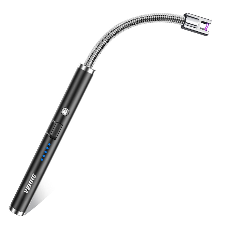 [Australia - AusPower] - VEHHE Candle Lighter, Electric Rechargeable Arc Lighter with LED Battery Display Long Flexible Neck USB Lighter for Light Candles Gas Stoves Camping Barbecue 