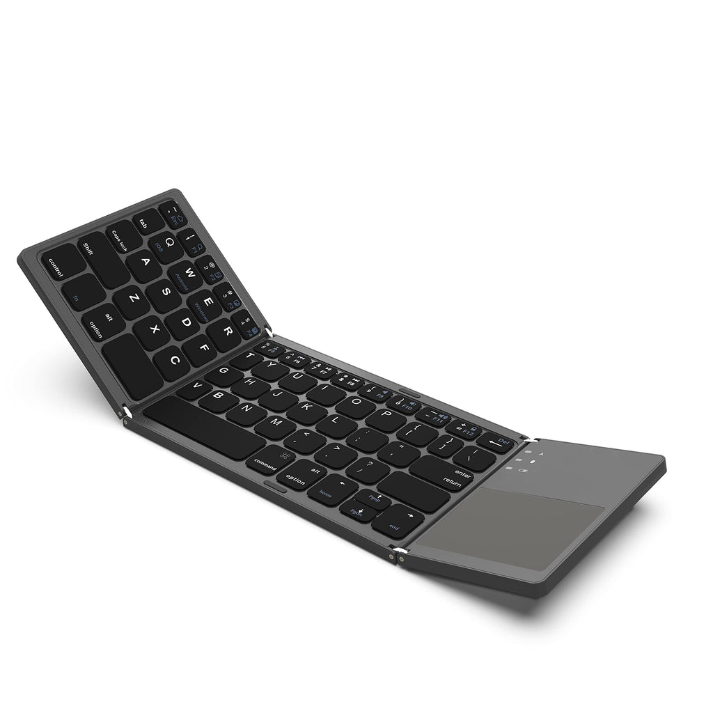 [Australia - AusPower] - Foldable Bluetooth Keyboard, Acoucou Wireless Bluetooth Keyboard with Touchpad, Pocket Size USB Rechargeable Bluetooth Keyboard Compatible with iOS, Windows, Android Smartphones, Tablets, Laptops etc. Grey 