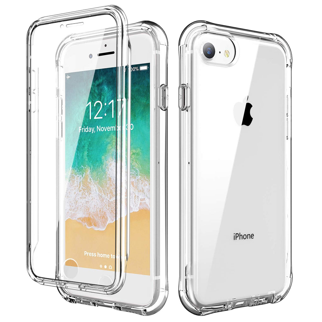 [Australia - AusPower] - SKYLMW iPhone SE 2022/2020 Case, iPhone 7 Case, iPhone 8 Cover, Built-in Screen Protector Shockproof Dual Layer Protective Hard Plastic & Soft TPU Phone Cases for iPhone SE 4.7 inch, Clear Transparent 