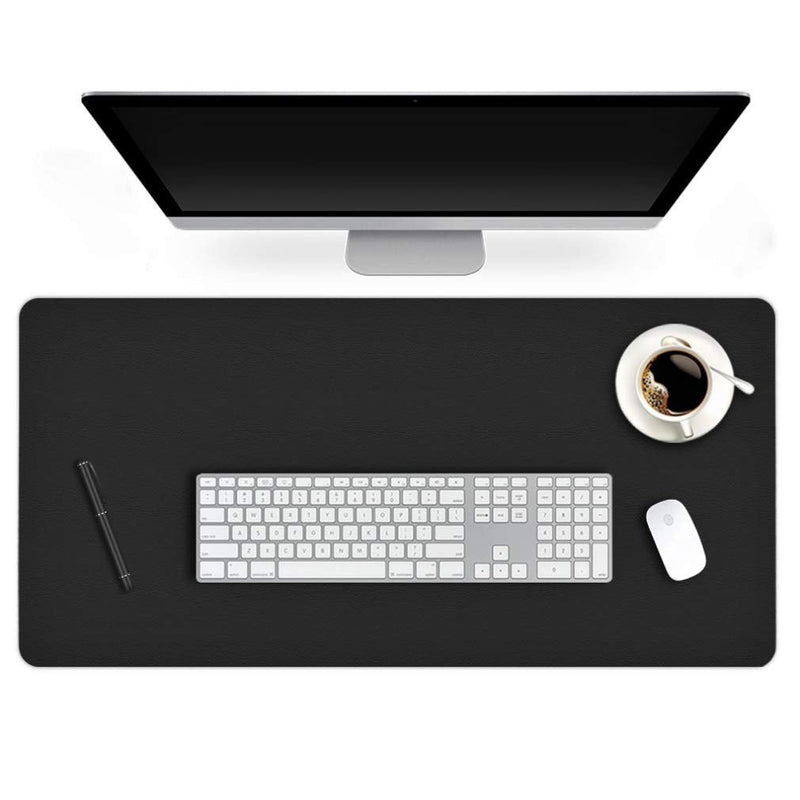 [Australia - AusPower] - Desk Protector Blotter Pad on Top of Desks PU Leather Office Desk Writing Mat Computer Laptop Gaming Under Keyboard Mouse Pad Desk Decor Accessories Organizer for Women Men Kids Black 16 X 32 Inches 16'' x 32'' inch Midnight Black 