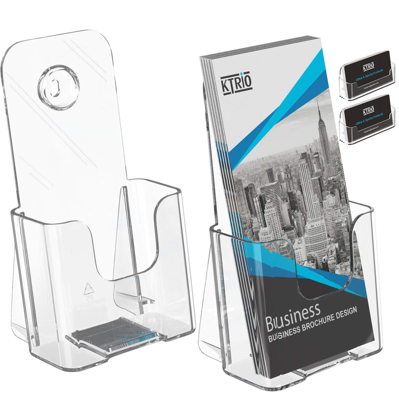 [Australia - AusPower] - KTRIO Brochure Holder Acrylic Brochure Holders 4 x 9 Inches, Plastic Flyer Holder Clear Literature Holder Desk or Wall Mount, 2 Pack 