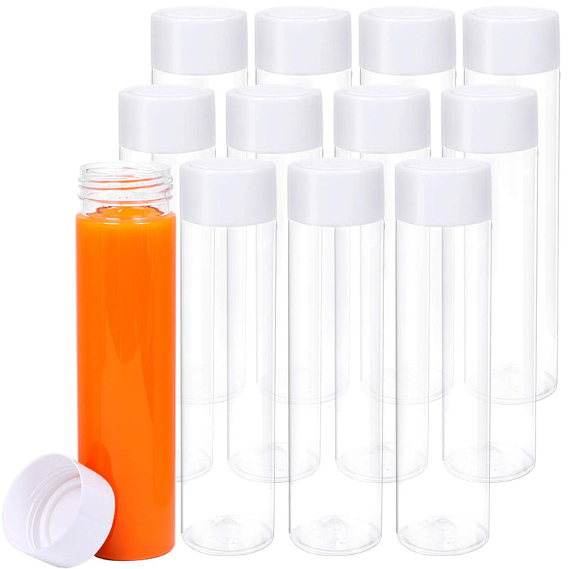[Australia - AusPower] - ANECO 12 Pack 12 Ounce PET Empty Juice Bottles with Lids Reusable Clear Drink Containers for Storing Juice, Milk, Smoothie or Homemade Beverages (White lids) 