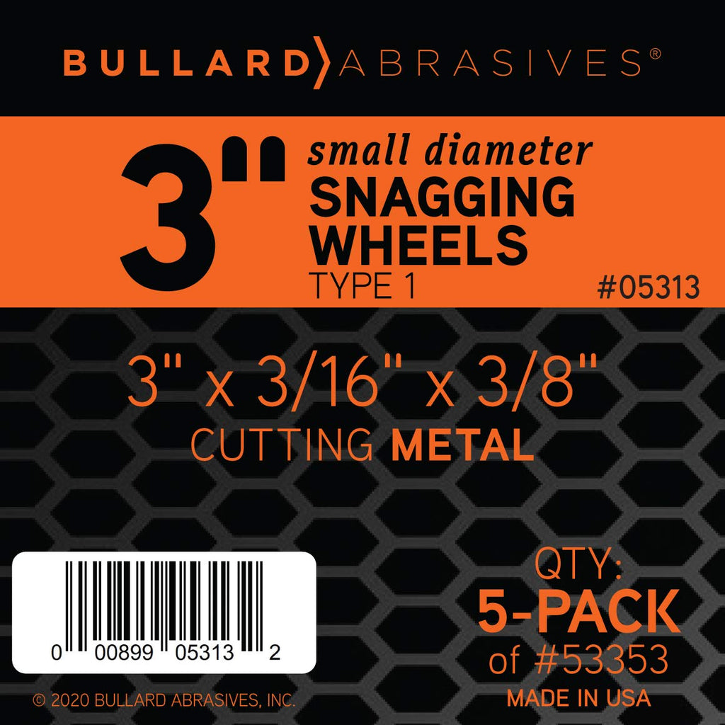 [Australia - AusPower] - Bullard Abrasives 53353, Lightning Performance, TA36T, Small Diameter Snagging Wheels, 3 x 3/16 x 3/8, T1 (Pack of 5) Pack of 5 