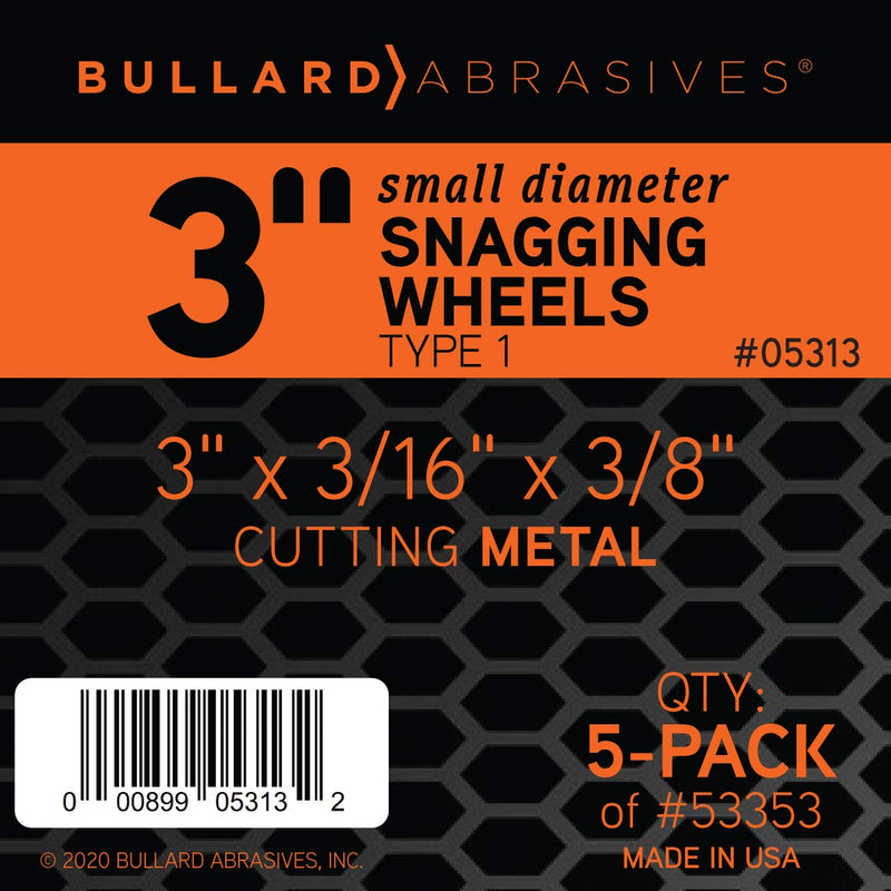 [Australia - AusPower] - Bullard Abrasives 53353, Lightning Performance, TA36T, Small Diameter Snagging Wheels, 3 x 3/16 x 3/8, T1 (Pack of 5) Pack of 5 