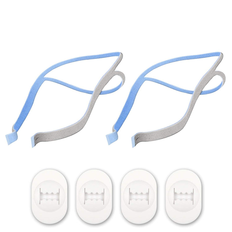 [Australia - AusPower] - Replacement Headgear for The ResMed Airfit P10 Nasal Pillow CPAP Mask. (2 Pack) Includes Free 4 Replacement Adjustment Clips. 6 Piece Set 