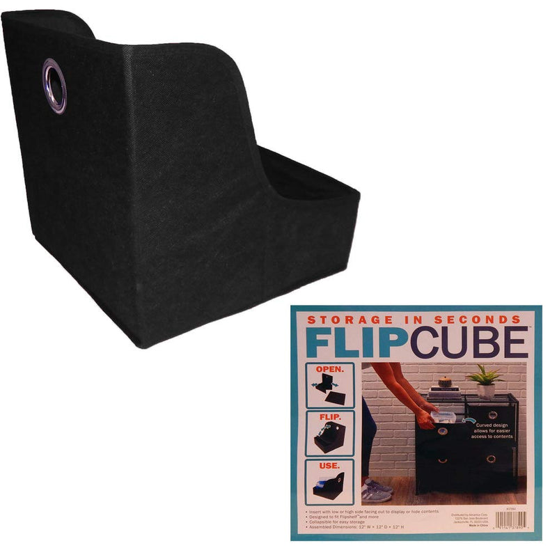 [Australia - AusPower] - ADVANTUS CORPORATION Flip Cube Curved Storage Bin, Black, 12"x12"x12 