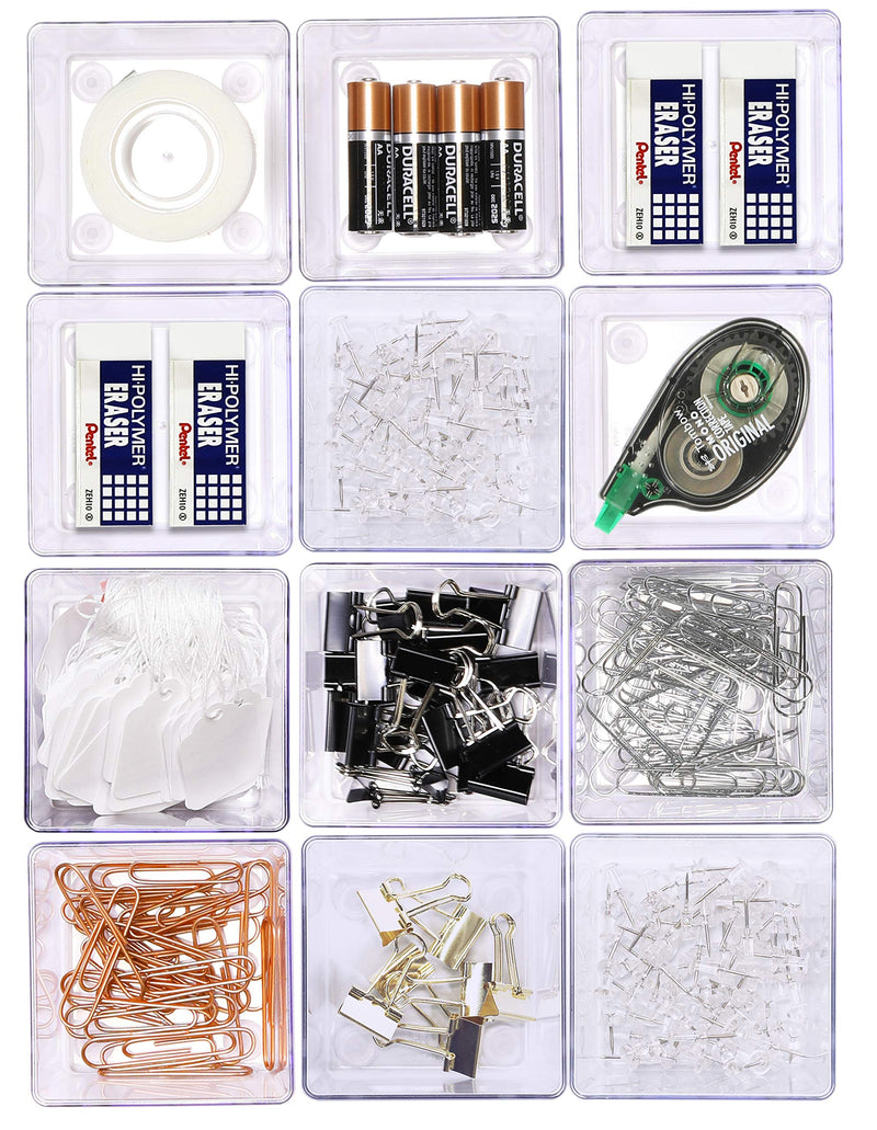 [Australia - AusPower] - 12 Pack - Simple Houseware Clear Plastic Drawer Organizers, 3.25"x 3.25" Small 