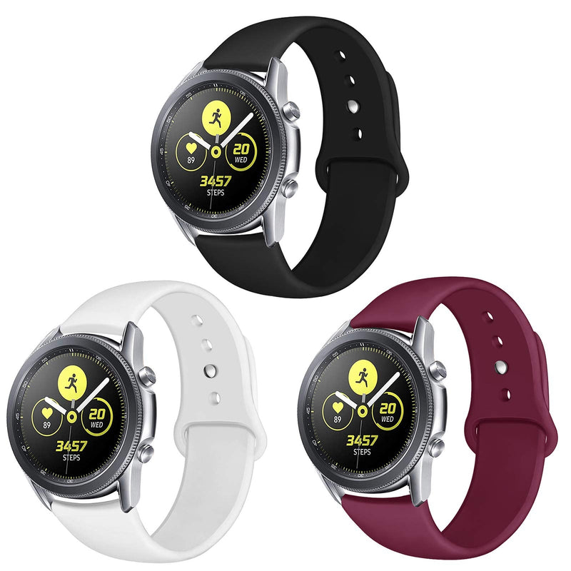 [Australia - AusPower] - OenFoto Bands Compatible Samsung Galaxy Watch 3 41mm/ 42mm/ Galaxy Watch Active /Gear Sport, 20mm Soft Silicone Replacement Wristband for Samsung Galaxy Watch 3 Smartwatch, Women Men, Large Small Large Size: 6.3" – 8.3" Black, White, Wine Red 