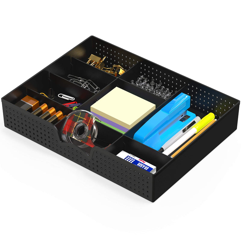 [Australia - AusPower] - Simple Houseware Drawer Organizer Tray with 9 Adjustable Compartments, Black 1 Pack 