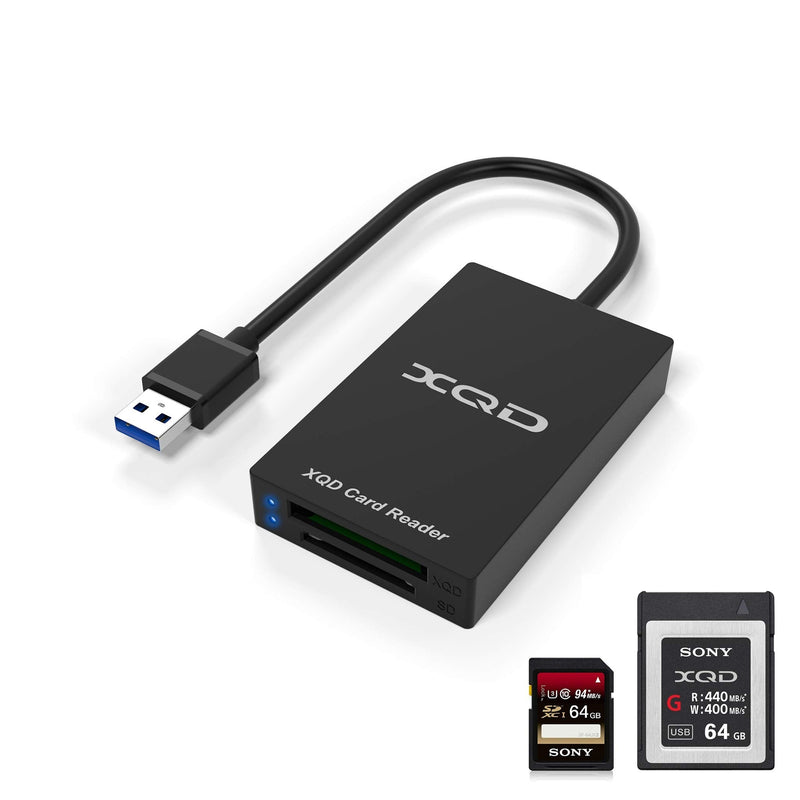 [Australia - AusPower] - XQD Card Reader【Upgraded Version】 USB 3.0 XQD/SD Card Reader Dual Slot Memory Card Reader 5Gpbs Super Speed Support Sony G/M Series, Lexar 2933x/1400x USB Mark XQD Card,SD Card for Windows/Mac OS CR312-A 