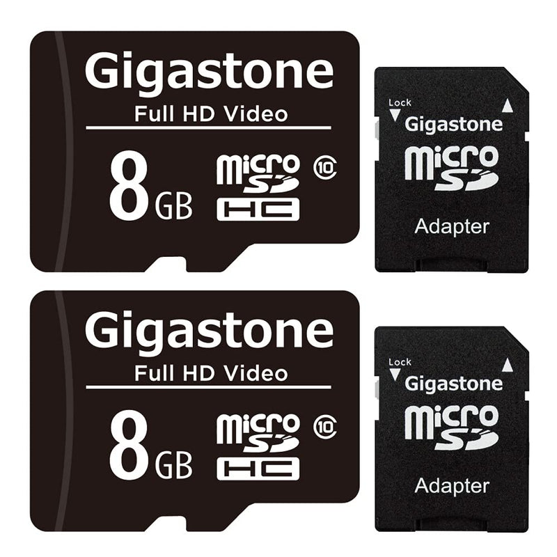 [Australia - AusPower] - Gigastone 8GB 2-Pack Micro SD Card, Full HD Video, Surveillance Security Cam Action Camera Drone, 80MB/s Micro SDHC Class 10 8GB FHD 2-Pack 