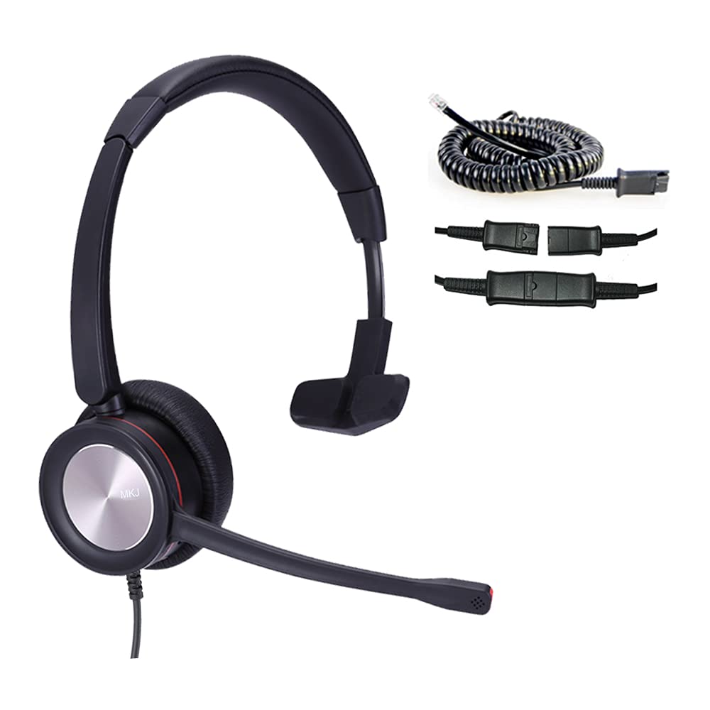 MKJ Telephone Headset for Office Phones Corded RJ9 Phone Headset