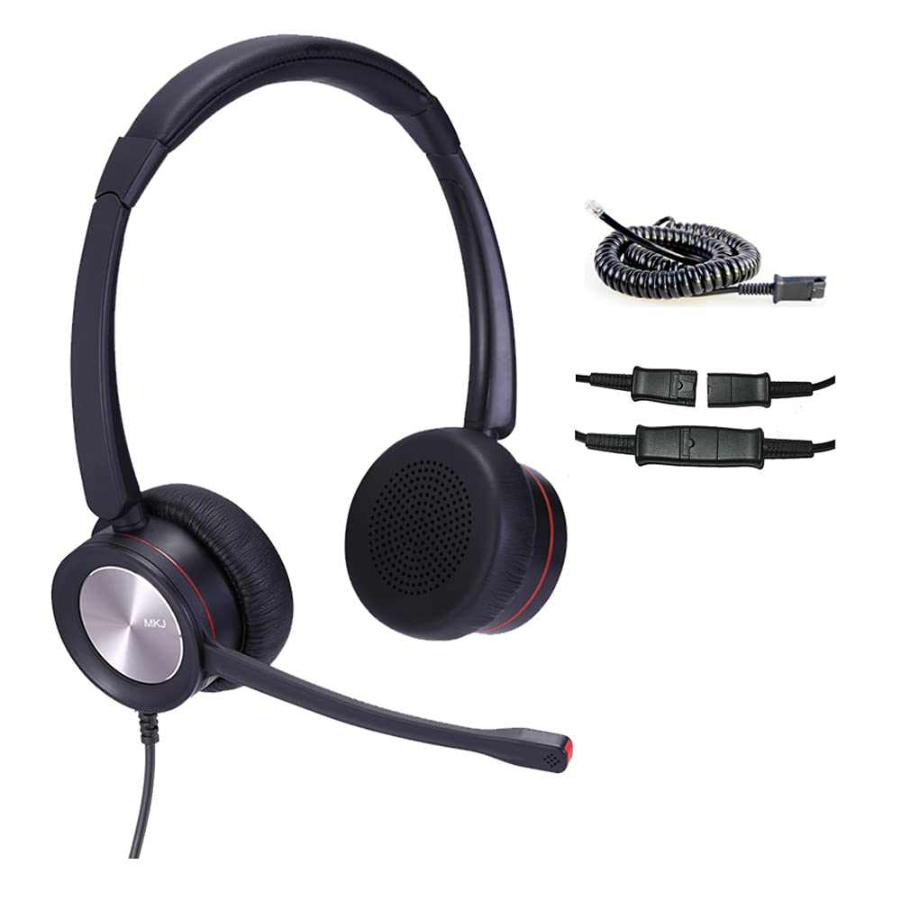 [Australia - AusPower] - Corded Phone Headset with Microphone for Office Phones Call Center Telephone Headset Noise Cancelling for Yealink SIP-T28P SIP-T46S Panasonic KX-HDV230 Grandstream GXP1405 Snom 320 Sangoma S705 etc 