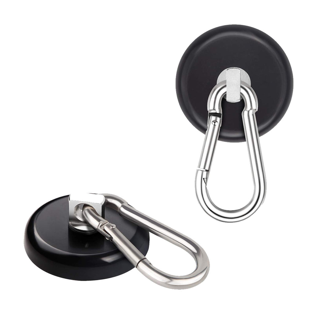 [Australia - AusPower] - Ant Mag Magnetic Hooks 140LBS Heavy Duty Neodymium Magnet with Carabiner Hook for Hanging for Kitchen Cruise Ship Refrigerator Grill Office Locker (2 Pack Black) Small Package 2PCS 