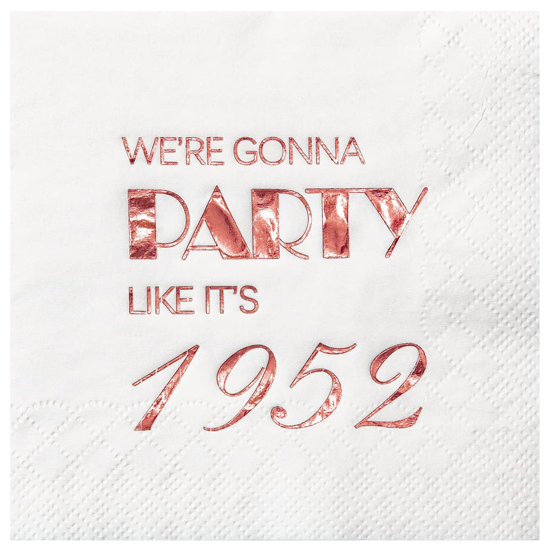[Australia - AusPower] - Crisky 70th Birthday Cocktail Napkins Rose Gold for Women 70th Birthday Party Decorations for Cake Dessert Berverage Table, 70th Birthday Party Supplies,50 Pcs Disposable Napkins, 3-Ply 