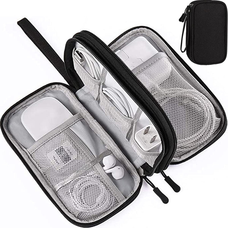 [Australia - AusPower] - Electronics Accessories Organizer Bag, Portable Tech Gear Phone Accessories Storage Carrying Travel Case Bag for Charger USB Cables SD Memory Cards Earphone Flash Hard Drive – Black 