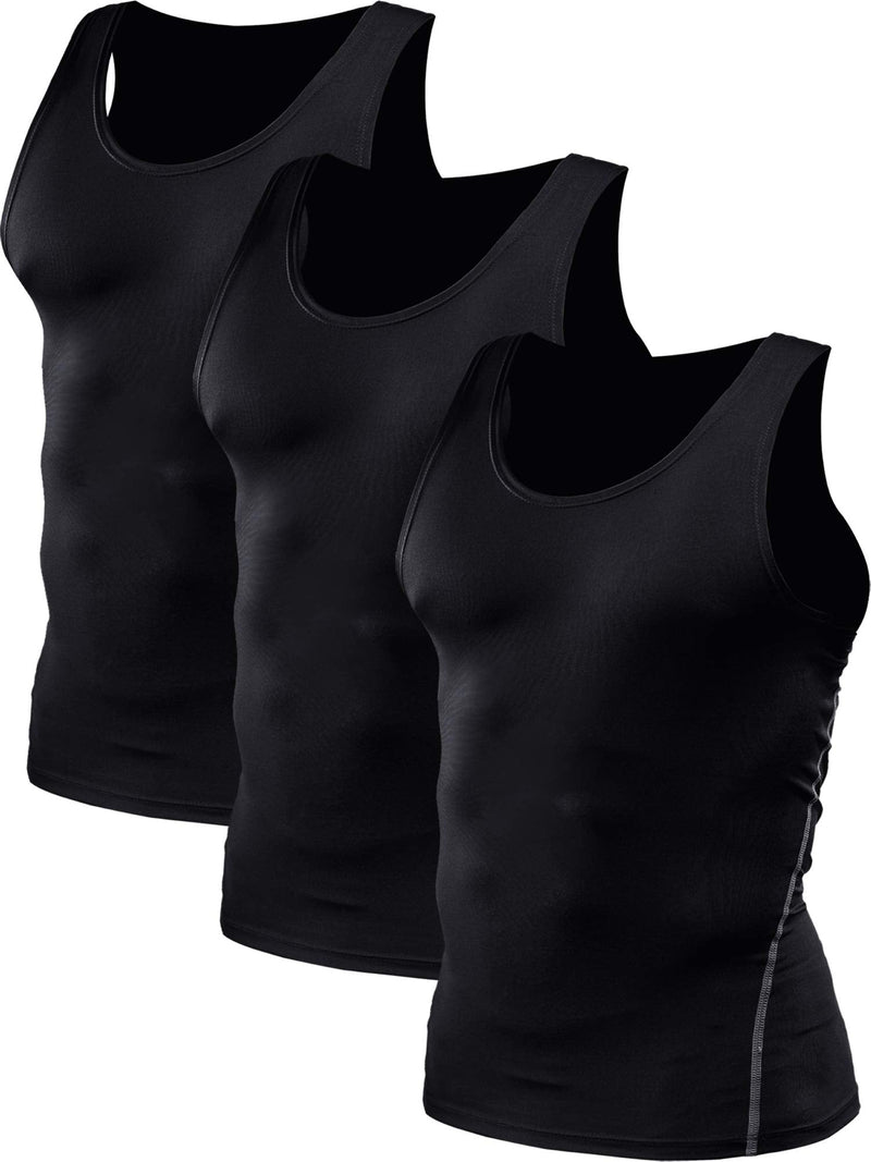 [Australia - AusPower] - Neleus Men's 3 Pack Athletic Compression Under Base Layer Sport Tank Top X-Small 01# 3 Pack:black 