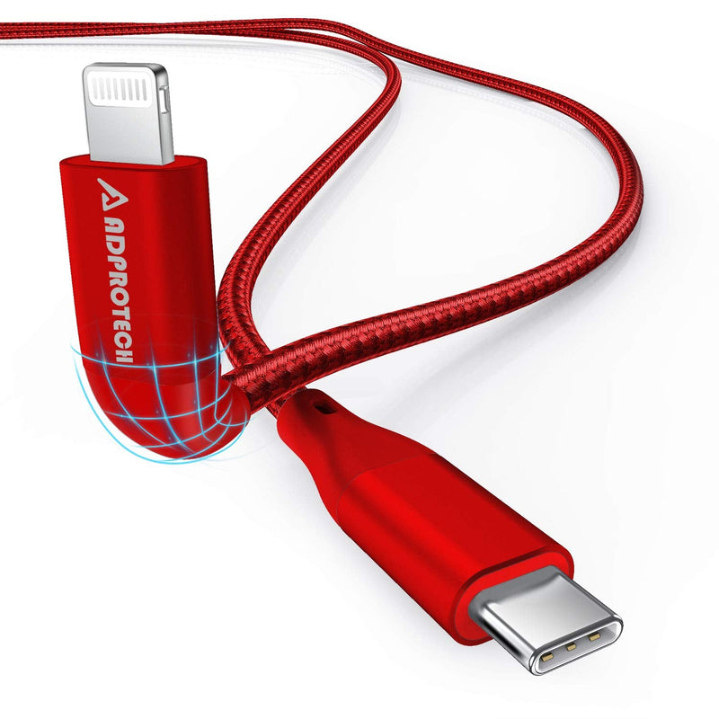[Australia - AusPower] - USB C to Lightning Cable 6FT, ADPROTECH [Apple MFi Certified] Lightning to Type C Fast Charging Cable Compatible with iPhone 13/12/12 Pro Max/iPhone 11//X/XS/XR/XS/8/8 Plus, Red 
