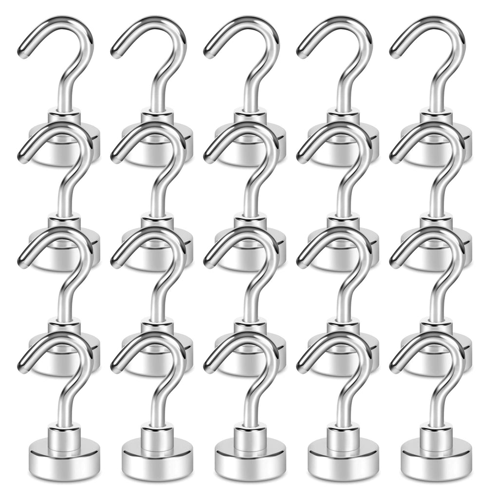 [Australia - AusPower] - Neosmuk Magnetic Hooks, 22 lb+ Heavy Duty Earth Magnets with Hook for Refrigerator, Extra Strong Cruise Hook for Hanging, Magnetic Hanger for Curtain, Grill (20) 