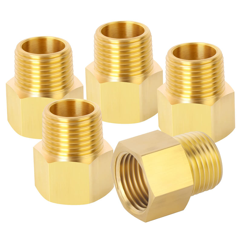 [Australia - AusPower] - GASHER 5PCS Brass Pipe Fitting, Reducer Adapter, 1/2-Inch Male Pipe x 1/2-Inch Female Pipe 1/2" MNPT x 1/2" FNPT 5 