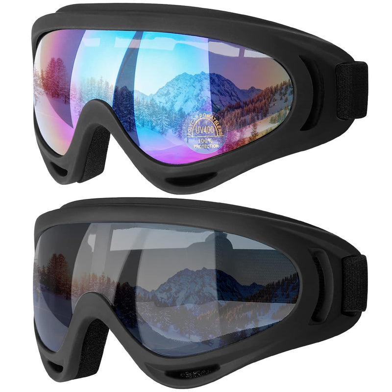 [Australia - AusPower] - COOLOO Ski Goggles, Motorcycle Goggles, Snowboard Goggles for Men Women Kids - UV Protection Foam Anti-Scratch Dustproof 01.multicolor/Gray 