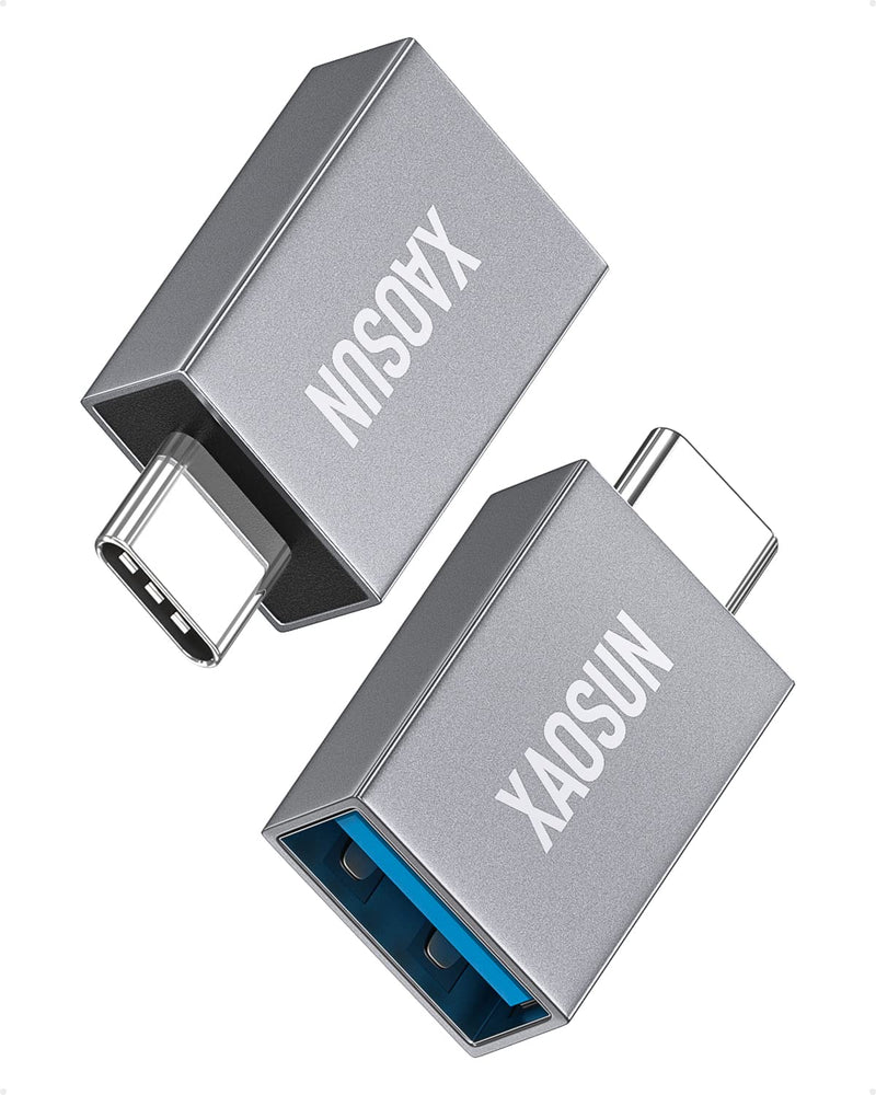 [Australia - AusPower] - [10Gbps] USB C to USB Adapter (2 Pack), XAOSUN 3.1 USB C to USB A Adapter, Support Superfast Data Sync(OTG) & Fast Charging, Fit for MacBook Pro, MacBook Air, iPad Pro, Galaxy, Moto, Nintendo Switch Space Gray 