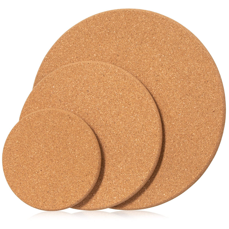 [Australia - AusPower] - Cork Trivets for Hot Dishes - 6, 9, 12 Inch Diameter, 0.6 Inch Extra Thick, Set of 3 -, Plant Coasters, Hot Pads for Kitchen Pots, Pans, Kettle, Round Placemats 