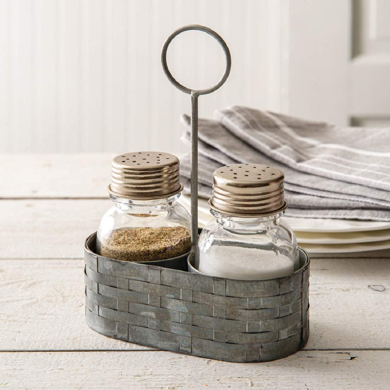 [Australia - AusPower] - CTW Home Collection 460258 Galvanized Salt and Pepper Caddy with Ring 