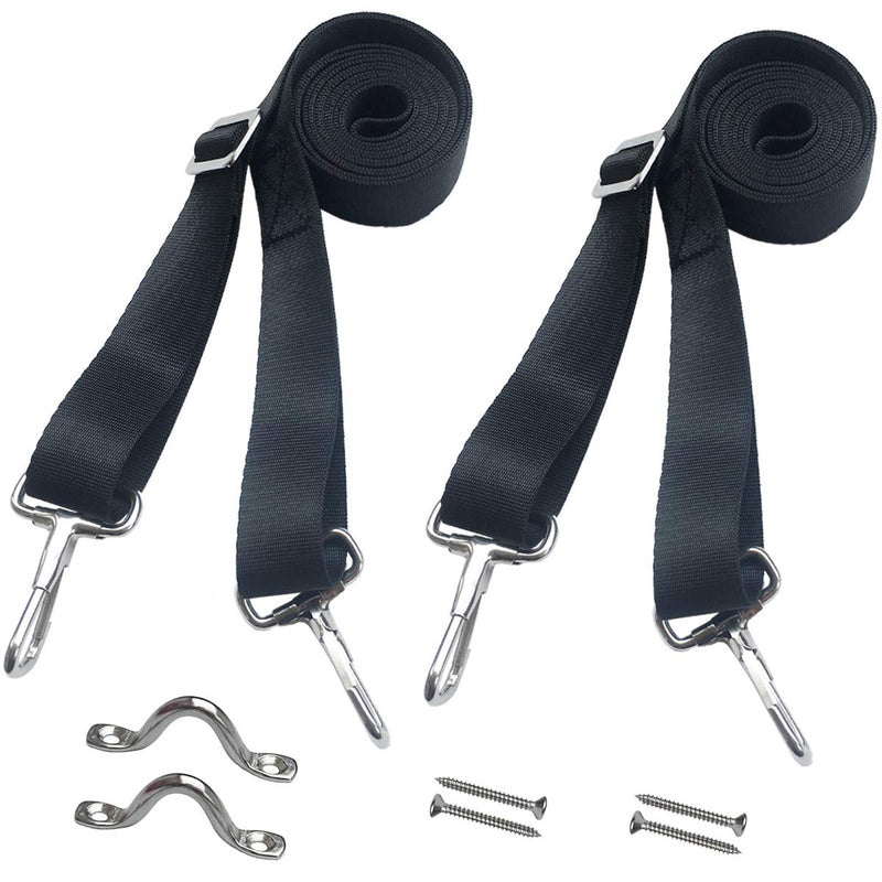 [Australia - AusPower] - Vtete 2 Pcs Adjustable Bimini Top Straps with All 2 Snap Hooks on Each End (Not Need to Sewn It) - Marine & Awning Webbing Straps with Loops + Eye Straps - 28 inch ~ 60 inch Boat Awning Hardware 