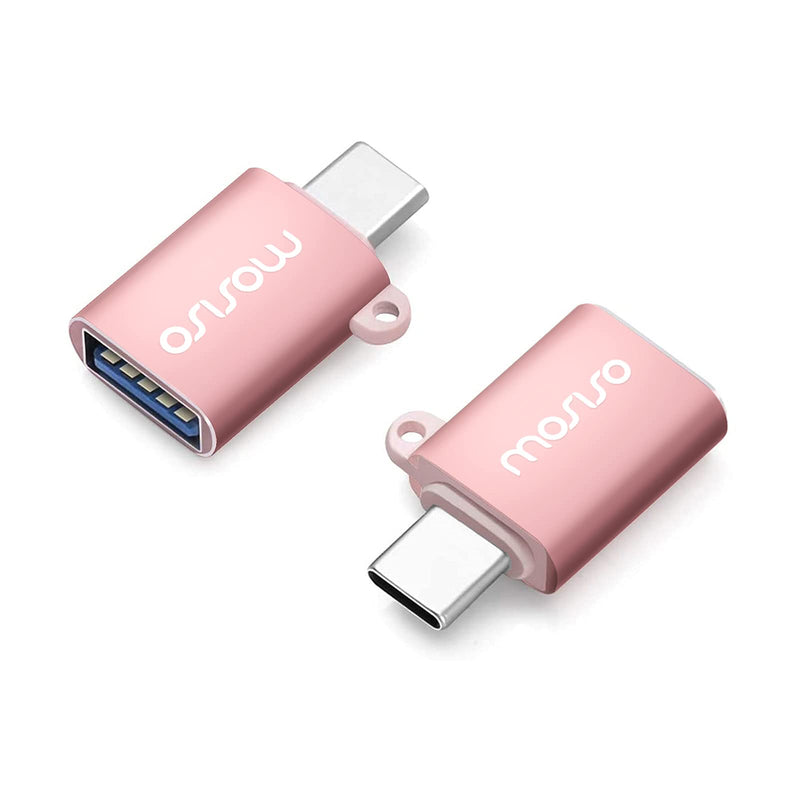 [Australia - AusPower] - MOSISO USB C to USB Adapter 2 Pack, USB Type-C to USB Connector, Thunderbolt 3 to USB 3.0 Converter OTG Compatible with MacBook Pro 2020-2016/Air 2020-2018/Laptop Tablet/More Type-C Devices, Rose Gold 
