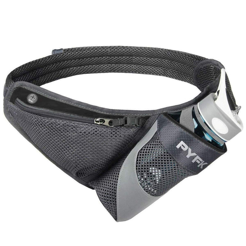 [Australia - AusPower] - PYFK Running Belt Hydration Waist Pack with Water Bottle Holder for Men Women Waist Pouch Fanny Bag Reflective Black 
