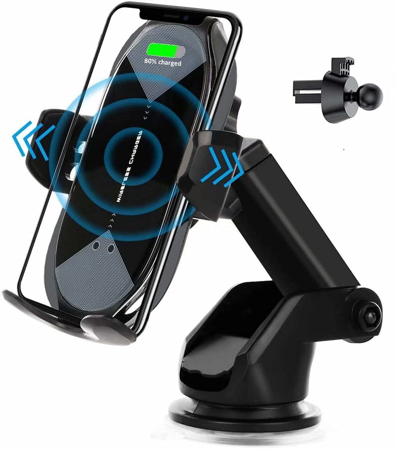[Australia - AusPower] - Wireless Car Charger Mount,HonShoop Auto-Clamping Qi 10W7.5W Fast Charging Car Phone Mount Air Vent Compatible with iPhone11/Pro/Max/XR/Xs Max/Xs/X/8/8Plus+Samsung S10/S10+/S9/S9+/Note and More(Black) Black 