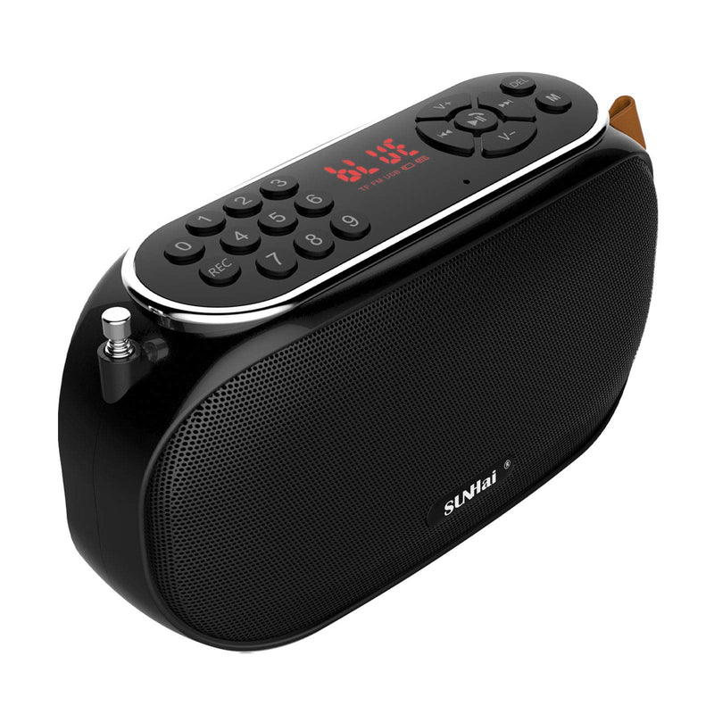 [Australia - AusPower] - SUNHai Bluetooth Speaker Portable Wireless Radio Desktop Speaker J19 with HD Sound,FM,TF,USB Player,USB Charge,AUX Input,Built-in Microphone,Aux Cable,Support Hands-Free Call for Outdoors,Party-Black Black 