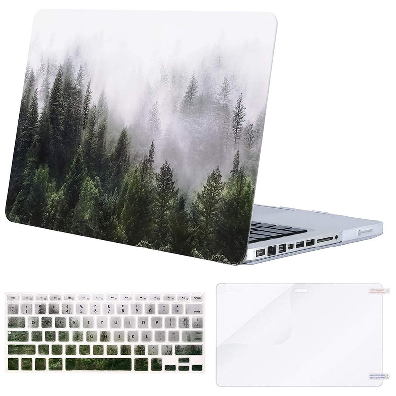 [Australia - AusPower] - MOSISO Compatible with MacBook Pro 13 inch Case with CD-ROM (Model: A1278, Old Version Release 2012-2008), Plastic Pattern Hard Shell Case & Keyboard Cover & Screen Protector, Green Forest 