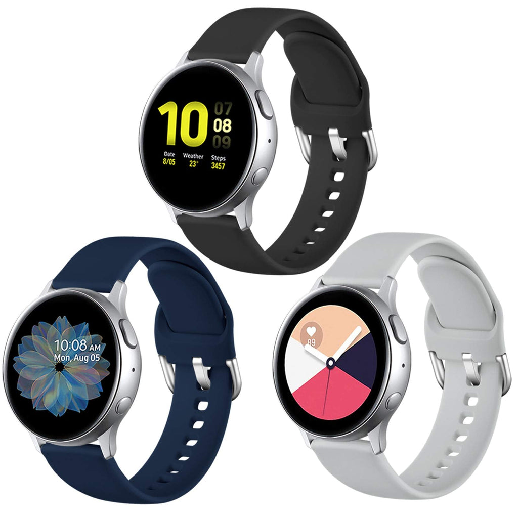 [Australia - AusPower] - Lerobo Compatible with Samsung Galaxy Watch Active 2 Bands 40mm 44mm, Active Bands, Galaxy Watch 3 Bands 41mm, Galaxy Watch Bands 42mm, 20mm Silicone Sport Replacement Strap,3 Pack,Small Small Black/Navy Blue/Gray 
