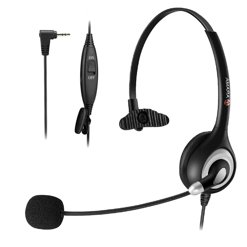 [Australia - AusPower] - Phone Headset 2.5mm with Noise Canceling Mic & Mute Switch Telephone Headset for Panasonic AT&T Vtech Uniden Cisco Grandstream Cordless Phones 
