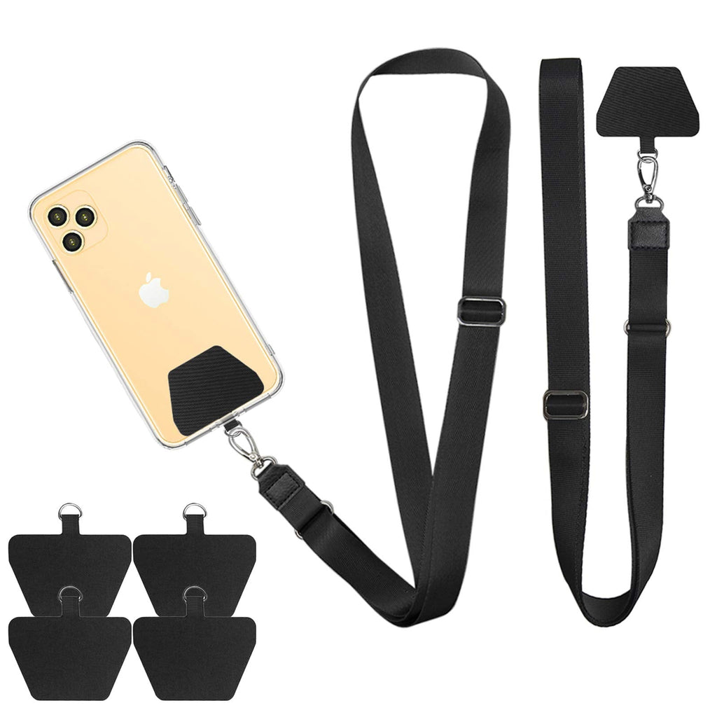 [Australia - AusPower] - Doormoon Phone Lanyard, Universal Adjustable Neck Straps for Phone Case Keys ID Badges Compatible with iPhone, Samsung, Motorola, LG & Most Smartphones, 2 Pack,Black Black Black Black 