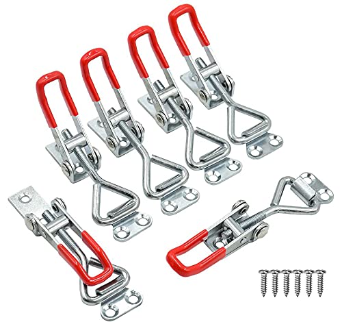 [Australia - AusPower] - 6 Pack Adjustable Toggle Latches with 24pcs Screws, Model No.4001, 330 Lbs 150Kg Holding Capacity, Heavy Duty Quick Release Pull Toggle Latch Clamps Toggle Latches 6 Pack 