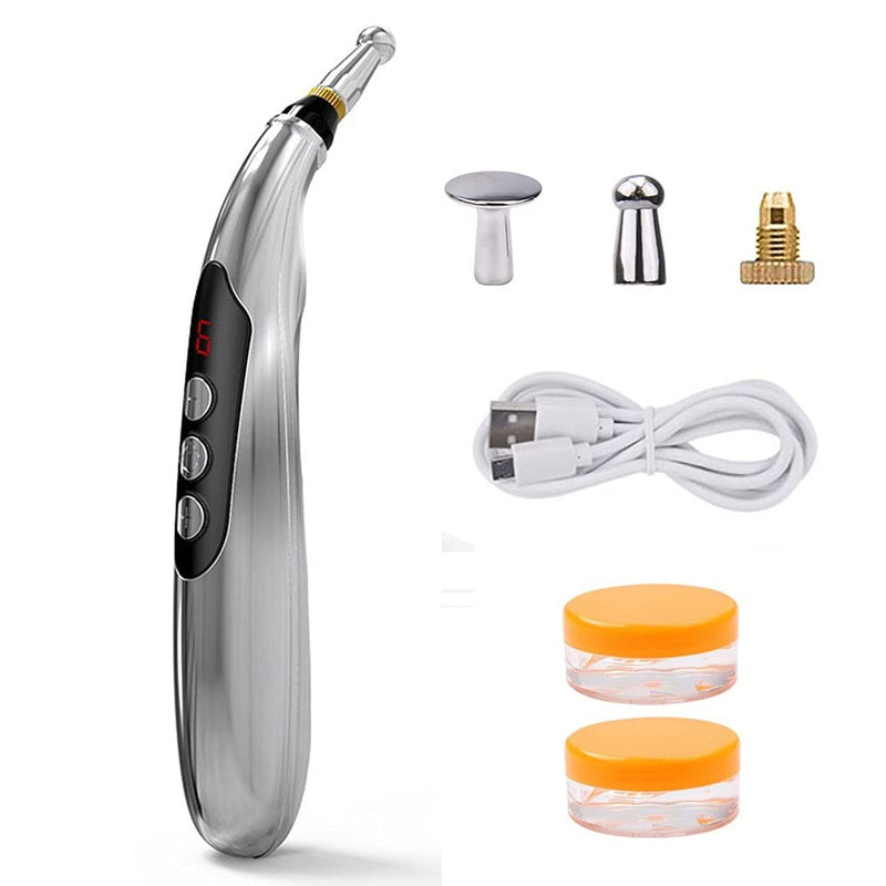 [Australia - AusPower] - Acupuncture Pen USB Rechargeable, Accupressure Pen Pain Relief Tools Powerful Meridian Energy Pen Massage Pen with 2 Massage Gel Usb Powered 