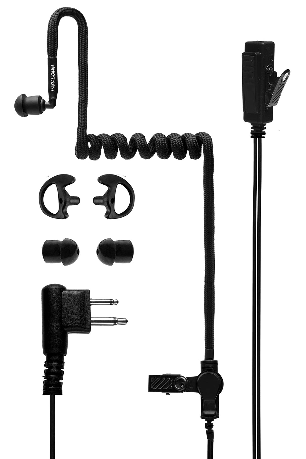 [Australia - AusPower] - Moisture Resistant Acoustic Tube with Walkie Talkie Earpiece with Mic - Motorola Compatible Headset Surveillance 2 Prong Pin CP185 CP200 CP200D CLS1110 T600 T800 Radios. with 2 Earmolds by ParaComm 