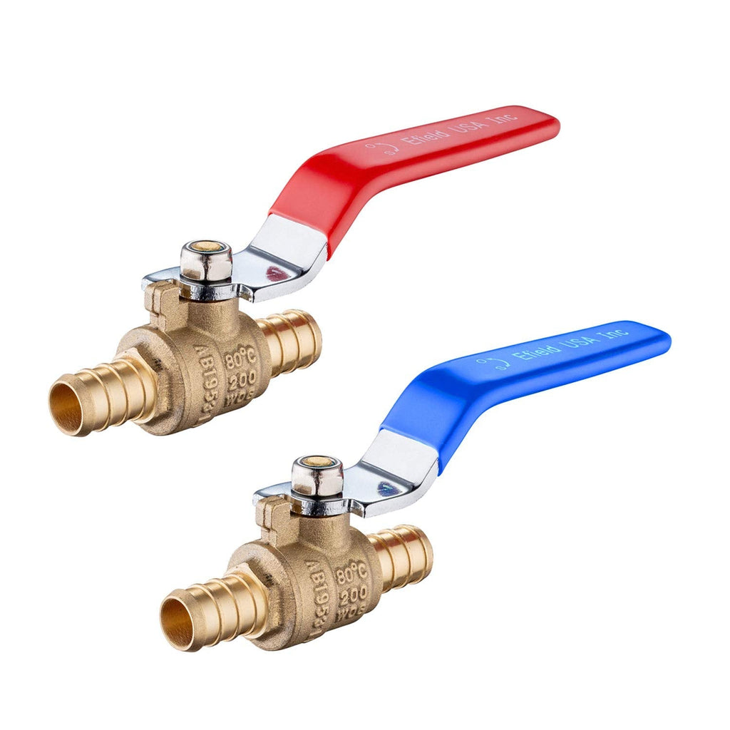 [Australia - AusPower] - (Pack of 2) EFIELD 1/2 Inch Pex Brass Full Port Shut-off Ball Valve for Hot and Cold Water, Lead Free Brass UPC Certified 