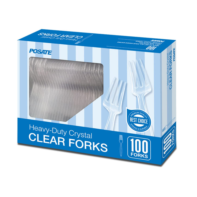 [Australia - AusPower] - Heavy Weight Plastic Forks, Clear Disposable, 100 Packs 