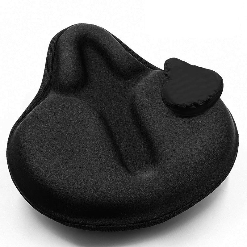 [Australia - AusPower] - ANZOME Exercise Bike Seat Cushion, Wide Foam & Extra Soft Gel Bike Seat Cushion for Women Men Everyone, Compatible with Cruiser, Stationary Bike, Exercise Bike, Fit Wide 8.5-10in(Rain Cover Included) Black Gel 