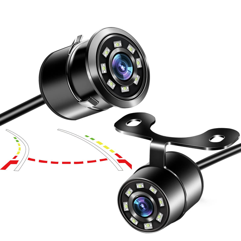 [Australia - AusPower] - Back up Camera, Niloghap Universal IP69K Waterproof Rear View Camera, 8 LED Lights Infrared Night-viewer with 140° Dynamic Path Guide Line Reverse Camera for Car Pickup Truck SUV RV Van Dark black 