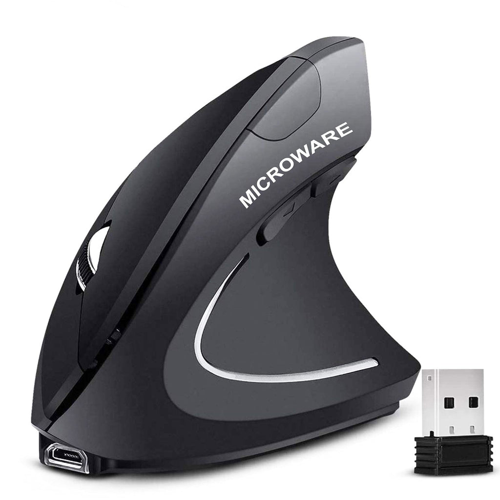 [Australia - AusPower] - Ergonomic Vertical Mouse,KKUYI Upgraded Rechargeable Optical Wireless Computer Mouse,2.4G Bluetooth/USB Mice with 6 Buttons,800/1200/1600 DPI Levels,for Laptop,Desktop,PC, MacBook Compter Mouses 